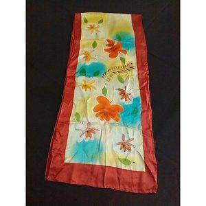 Vintage "Texere Silk" Bright floral tones 60" long 100% s